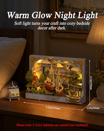3D Wooden Puzzles for Adults - DIY Model Building Kits Ship Crafts with LED Light - Home Decor, Wall Art & Unique Creative Gifts for Art Lovers (Red Sailboat) - style: Red Sailboat