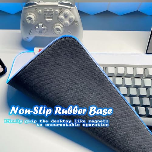 JMIYAV White Gaming Mouse Pad RGB Mousepad Non-Slip Rubber Base Extra Large Cool XL XXL Computer Desk Pad Gaming Accessories LED Light Up Extended Big Mouse Pad for Gamer White 31.5x12in Uw3-10 - color: White 31.5x12in Uw3-10