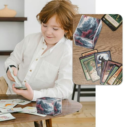 Strong Magnet Card Case Deck Box Mtg Card Box Playing Card Box Magic Deck Box Tcg Up to 200 Cards Creative Pattern Trading Card Storage Box for Collectible Card Games, Chinese Landscape Flowers - color: Chinese Landscape Flowers