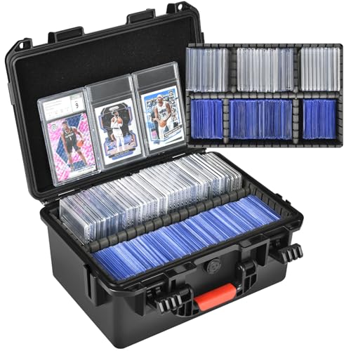Graded Card Case Storage Box: Trading Card Storage Box with 6 Dividers | Waterproof Hard Slab Case for PSA BGS SGC Sports Baseball Football Basketball Magnetic Cards, Holds 300+Top Loaders - color: Small