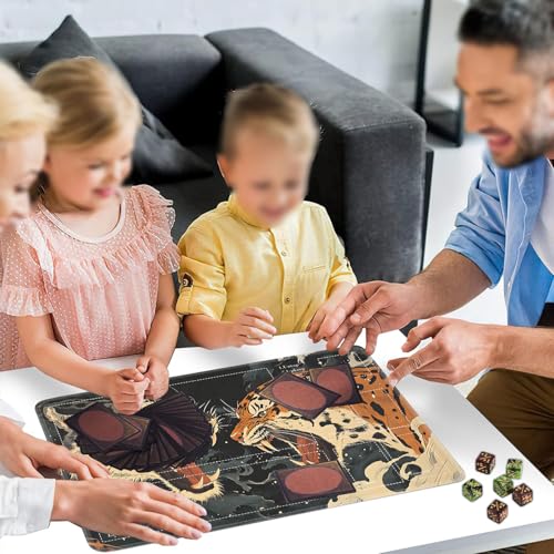for MTG Card Playmat with Zones-Includes A Storage Bag and 6 Dice, 24 x 14 inches for TCG Playmat with Non-Slip Rubber, Game Mat, Tiger Roar - color: Yux-playmats-2-2A-283