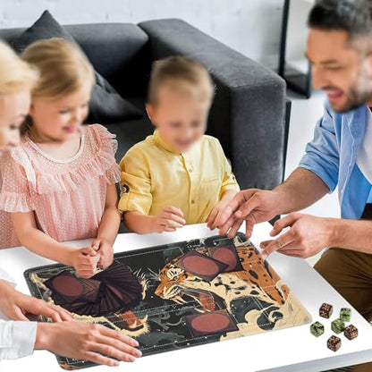 for MTG Card Playmat with Zones-Includes A Storage Bag and 6 Dice, 24 x 14 inches for TCG Playmat with Non-Slip Rubber, Game Mat, Tiger Roar - color: Yux-playmats-2-2A-283