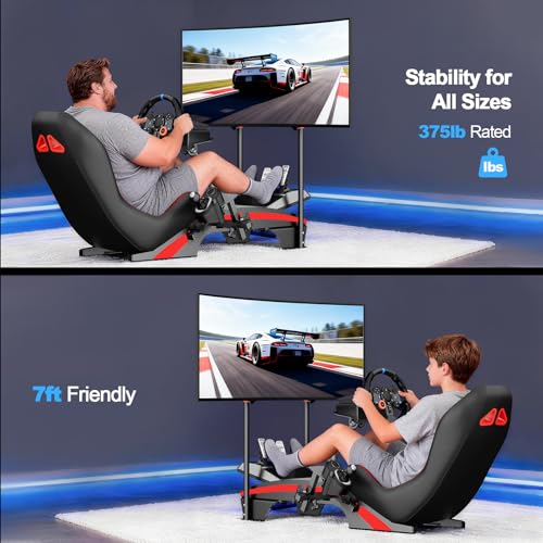 DIWANGUS Sim Racing Cockpit with Monitor Mount - F1-Style Seating Position Racing Simulator Cockpit with Seat, Steel Racing Sim Cockpit for Logitech, Thrustmaster, Fanatec, MOZA