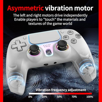 Wireless Controller for PS5, Compatible with PlayStation 5 /PS5 Pro/Slim/PC, with Hall Effect Joysticks, Back Paddles & Macro, Bluetooth 5.0, Turbo, Dual Vibration, 6-Axis Gyro, RGB Ring, 1000mAh, 3.5mm Audio Jack, PS5 Pro Controller Gamepad with Speaker
