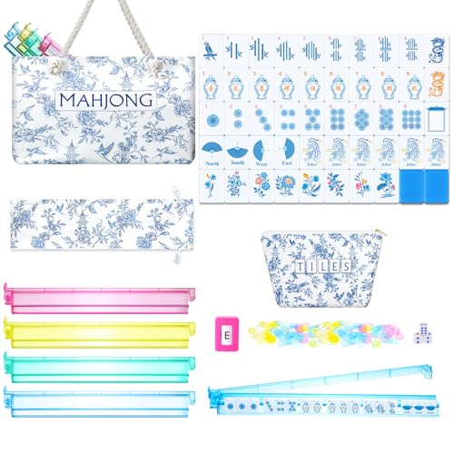Ceenna American Mahjong Set 160 Pcs, Mah Jong Tiles with Accessories | Hand Carved Pattern, 1.2 Inch Tiles, Carrying Bag Dice Chips, Portable for Travel, Beginner Friendly Game - style: Stylish