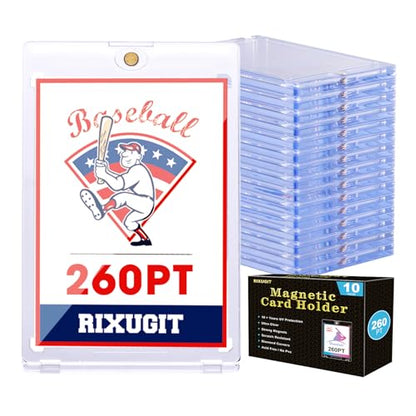 10 Pack 260pt Magnetic One Touch Trading Card Holders | UV Protection, Crystal-Clear Display, Secure Magnetic Closure, Easy Card Access, Ideal for Collection, Display, and Storage - size: 10ct 260PT Card Holder
