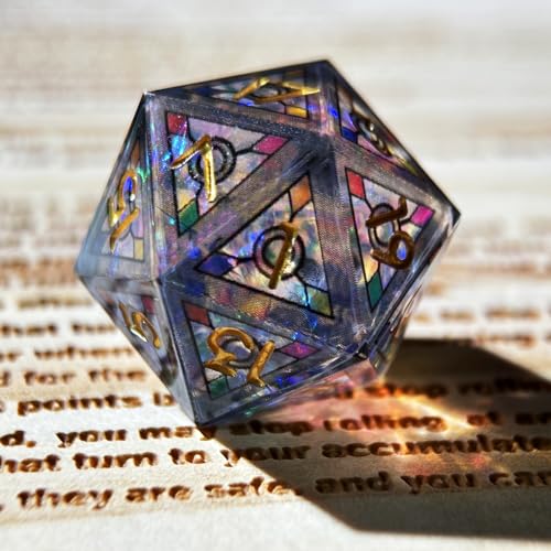 HAOMEJA Double Layered Resin Dice Set 7pcs/ Stained Glass Effect & Gold Numbers/Sharp Edged Polyhedral Dice/Apply to D&D/DND/Role Playing Game/RPG/Party Gift (Black Sky) - color: 1 Black Sky