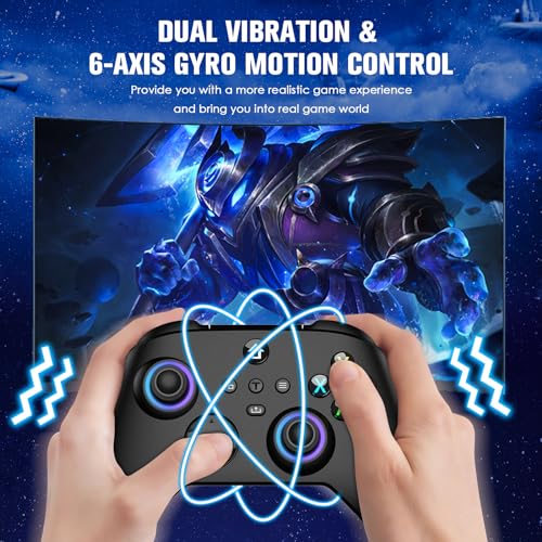 Moonag Wireless Controller for Xbox, Compatible with Xbox Series X/S/One/PC, With 2 Silicone Thumb Grips, Hall Effect Joysticks, 2.4GHz Wireless Adapter Gamepad with RGB Light, Dual Vibration, TURBO - color: Black