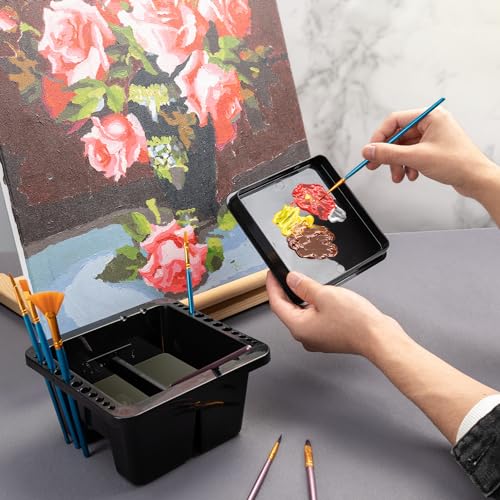 MyLifeUNIT Paint Brush Cleaner, Paint Brush Holder and Organizers for Acrylic, Watercolor, and Water-Based Paints (Black) - color: Black