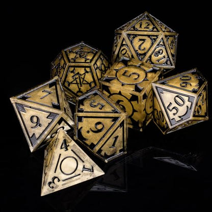 DND Resin dice Color Sharp Edge dice Set Dungeon Polyhedron D and D dice Set Suitable for D&D Role-Playing Tabletop Games D20 D12 D10 D8 D6 D4 (Golden) - color: Golden