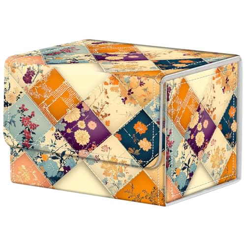 Quilt Pattern Deck Box for MTG Commander | Holds 100+ Double-Sleeved Cards | Strong Magnetic TCG Card Case for Collectible Games - color: Quilt Pattern