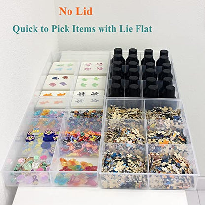 2 Pack Fixed 6 Grids Clear Plastic Organizer Sorting Tray with Large Compartment, Transparent Storage Divider Box Container Case for Hardware, Craft, Sewing Kit, Office Supplies, Small Parts - size: Fixed 6 Grids