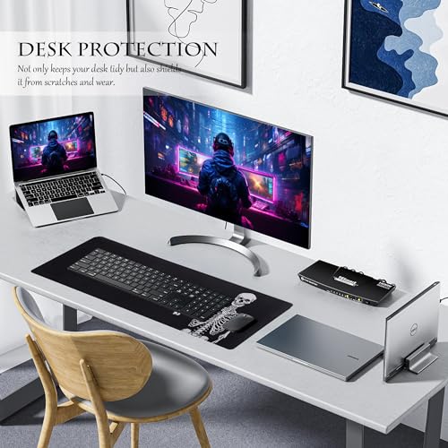 ALOANES Waterproof Gaming Mousepad Large Mouse Mat Non-Slip Rubber Base | Desk pad Keyboard Desk Mat for Computer, Office Home, Right Skeleton Mat XL(31.50"x11.81"x0.12") - color: Right Skeleton, size: 31.5L x 11.8W inches