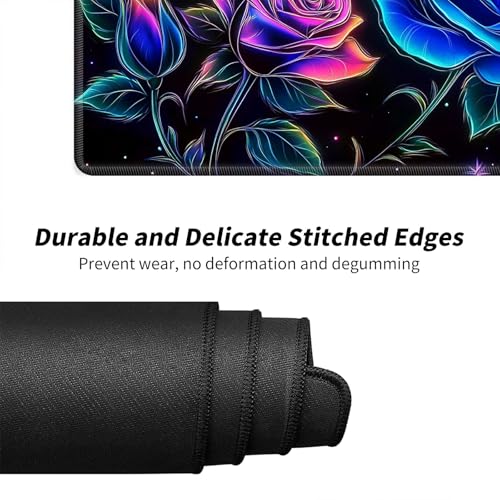 Blue Roses with Moon and Stars for MTG & TCG Playmat Mouse Pad,BFDHGQZC 24" x 14" Game Mat for MTG/RPG/CCG Trading Card Game Playmats Table Mat Perfect for Card Games Video Games Computer Office - color: Blue Roses With Moon and Stars