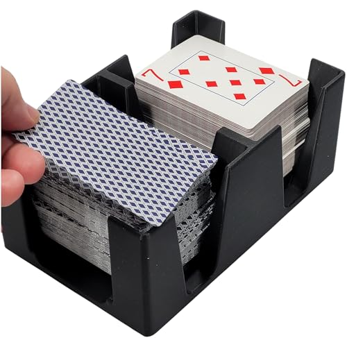 Revolving Six Deck Playing Card Tray for 2-6 Decks: Made in USA (Black) | Rotates 360°, Plastic, Holds up to 6 decks, Includes swivel turn table base, for Canasta, Samba, Newt's Playing Cards - color: Black, size: 6 Deck