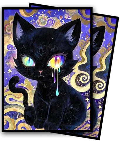 MTG Card Sleeves, Ultra Clear Front & Matte Finish Back, 100 Count Standard Size Matte Art Sleeve for Magic The Gathering - color: Painted Cat