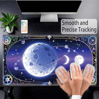 for MTG Playmat, for TCG Play Mat, 24 x 14 inches, Magic Game Card Mat Commander Playmat,Trading Card Inked Game Mat,Battle Game Rubber Non-Slip Mat - Moon - color: Moon