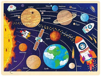48 Piece Puzzles for Kids Ages 4-8, Solar System Wooden Jigsaw Puzzles for Toddlers 4 Year Old, Each Piece is Unique, Preschool Space Puzzle Ages 3-5 with Puzzle Tray - style: 48 Piece
