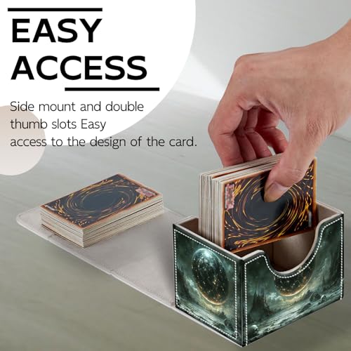 Trading Card Storage Box, Holds 100+ for MTG Cards, PU Leather with Magnetic Closure, Dark Planet Skull Landscape Durable Deck Box for Magic the Gathering, Trading Card Games - color: Dark Planet Skull Landscape