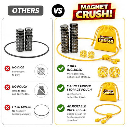 Magnet Crush Magnetic Strategy Board Game for Kids & Adults, Fun Tabletop Magnet Placement Game, STEM Educational Toy, Family Party Game, Travel Game, Puzzle Brain Teaser, Gift for Ages 9+
