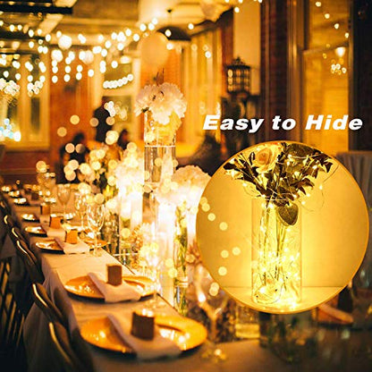 MUMUXI 20 Pack 7.2ft Fairy Lights Battery Operated String Lights, Mini LED Battery Powered Twinkle LEDs, Waterproof Copper Wire Firefly Lights for Mason Jars, Warm White - color: Warm White, size: 7.2 Ft-20 Pack-20 LED