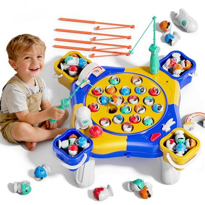 Magnetic Fishing Game for Kids Toddlers Ages 1-3 3-5 5-7, Blue | Fish Toy Board Game for Kids 3 4 5 6 7 8 Years Old, 70 Pcs Fishing Table Toys Fish Catch Game Birthday Gifts for Boys Girls - color: Blue
