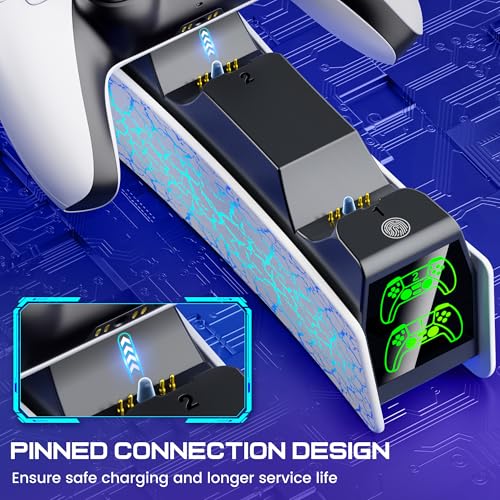 PS5 Controller Charging Station for Playsation 5 Dualsense/Edge, Dual PS5 Charging Station with LED Light, Controller Accessories P5 Charger Dock with Fast Charging Cable