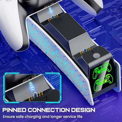 PS5 Controller Charging Station for Playsation 5 Dualsense/Edge, Dual PS5 Charging Station with LED Light, Controller Accessories P5 Charger Dock with Fast Charging Cable