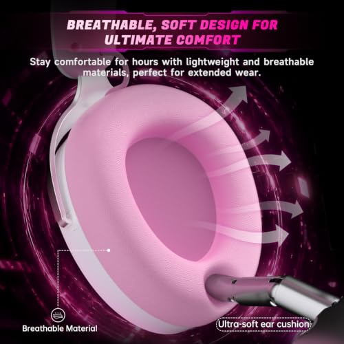 Acer 2.4GHz Wireless Gaming Headsets for PS5, PS4, PC, Switch, Tri-Mode Gaming Headphones with Noise Canceling Mic, Stereo Sound, 40+Hr Battery, 50mm Drivers - PinkWhite - color: PinkWhite