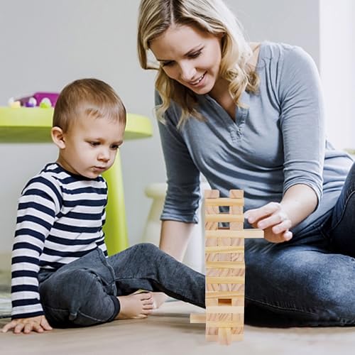 Glintoper Tic Tac Toe & Tumble Tower Blocks Tables Game Set, Classic Wood Stacking Game & XOXO Board Games for Kids Family, Living Room Rustic Coffee Table Decor, Travel Strategy Board Games - style: Tic Tac Toe & Tumble Tower