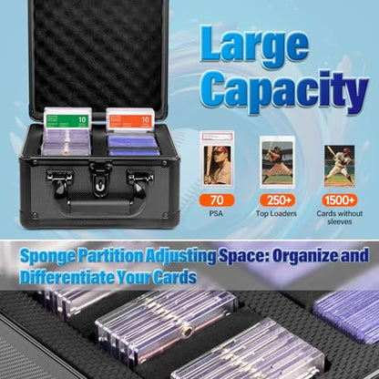 Trading Card Storage Box, Graded Card Case, Top Loader Storage Cases with Lock, Hard Card Boxes for Sports Cards hold up to 70 PSA, 250+ Top Loaders - size: Medium