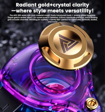 Wired Gaming Headphones IEM Earphones with 1DD，QKZ Ak6 SRS in Ear Monitor, HiFi Earbuds, Crystal Clear Hi-Res Sound with Microphone&New 11mm Dynamic Driver for Gaming,Video Musicians, Singers - color: Purple