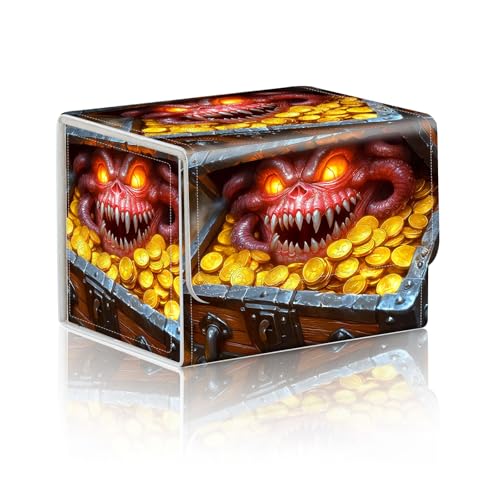 Trading Card Storage Box, Holds 100+ for MTG Cards, Premium PU Leather with Magnetic Closure, Monster In Treasure Chest Durable Deck Box for Magic the Gathering, Trading Card Games - color: Monster In Treasure Chest