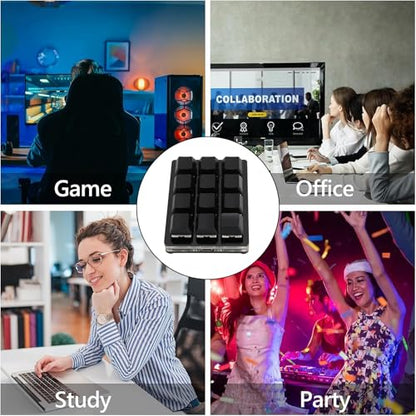 XUMIUZIY 12 Key Macro Pad, One Handed Gaming Keyboard, OSU Keypad Customizable Programmable Keypad, RGB Mechanical Red Shaft Keyboard, Shortcut Keys (Black)