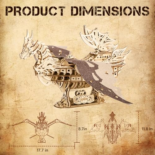 3D Wooden Puzzles for Adults: 352pcs Dragon Ship Model Kits for Men - Brain Teaser Wooden Hobby Puzzle Toys - Creative Wooden Model Building Kits for Christmas Birthday Gifts Home Decor