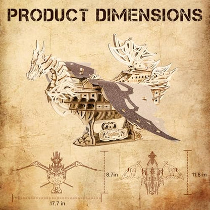 3D Wooden Puzzles for Adults: 352pcs Dragon Ship Model Kits for Men - Brain Teaser Wooden Hobby Puzzle Toys - Creative Wooden Model Building Kits for Christmas Birthday Gifts Home Decor