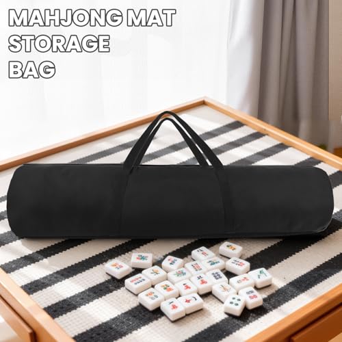 34-Inch Mahjong Mat Bag, Heavy-Duty Canvas Carrying Bag with Center Dual Handles & Smooth Zipper, Fits Mahjong Mat, Racks & Tiles, All-in-One Travel Storage Bag - color: Black