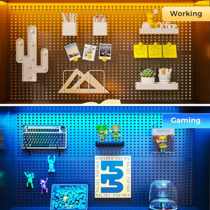 AODK 71" L Shaped Desk for Gaming and Working，Black | PC Desk with Hutch, Pegboard & Shelves, 4 Drawers, Integrated LED Light Strip & Power Outlets, Reversible - size: 71 Inch