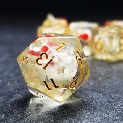 Sage's Portal Familiars and Reagents Resin DND Dice Set Polyhedral Dice Set for Dungeons and Dragons RPG Tabletop TTRPG (Jolly Santa) - color: Jolly Santa