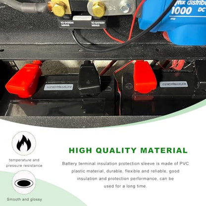 Yourkar 4 PCS Battery Terminal Covers, Soft PVC Insulating Flexible Battery Terminal Stud Caps, Anti-Flaming Positive & Negative Cable Battery Terminal Protector, Car Accessories - color: 4pcs