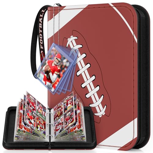 Mlikero 440 Pockets Football Card Binder, Sports Card Binder with Card Display Design, Premium Card Ablums with Sports Pattern Wristband Fit for Football Cards 2026 - color: Football, size: 440 Pocket
