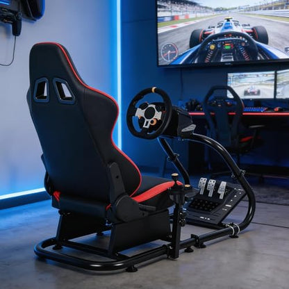 Foldable Sim Racing Rig | Heavy-Duty Carbon Steel Racing Wheel Frame Fits Logitech & All Top Gaming Steering Wheel Brands - size: 48.5x24.7x41 Inch