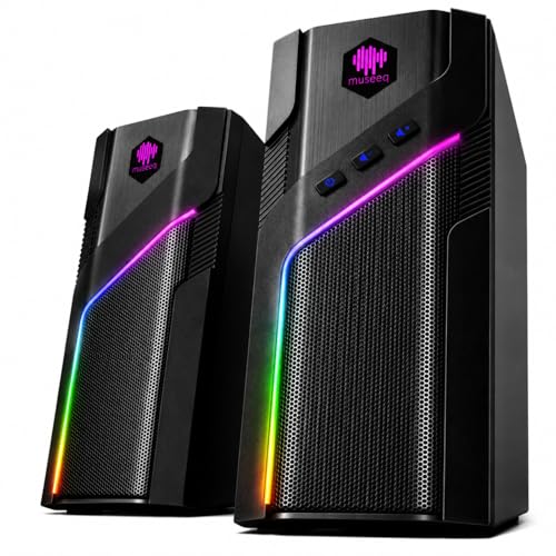 W-206RE RGB Gaming Speakers for PC, Bluetooth & USB Computer Speakers for Desktop PC, Touch Control Stereo Speakers for Monitor & Laptop with 21 LED Light Modes