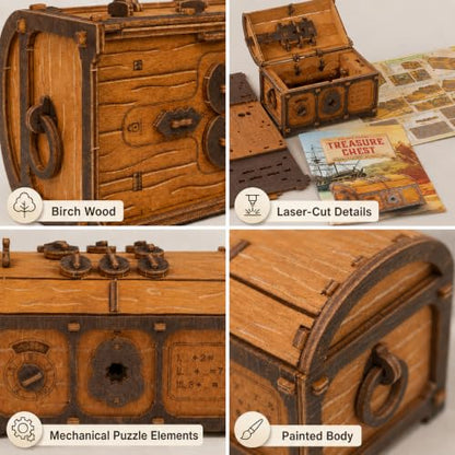 WOODEN.CITY Treasure Chest Puzzle Box for Adults – 3D Wooden Puzzles Mystery Box Brain Teaser & Escape Room Game with Secret Opening (165 Pieces, Gift Idea)