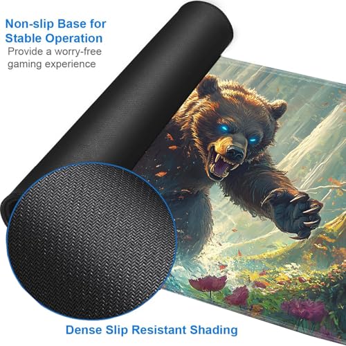 for MTG Game Playmat - 24 x 14 inches with Dices and Storage Bags, Non-Slip Base for TCG and Board Game Card Mats, Trading Card Games Mat, Raging Bear Pattern Collectible Card Playmats - color: Jv-playmat-p7-1-h216