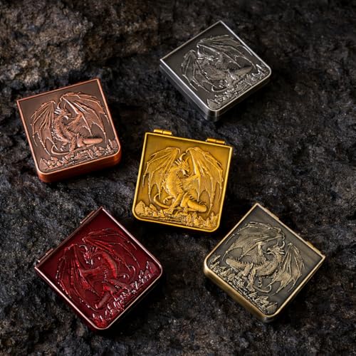 7-in-1 Metal Spinner DND Dice Set subitable for Dungeons & Dragons – Pocket Flip Rotating Dice with D4 D6 D8 D10 D12 D20 D% – Gaming Accessory with Magnetic Iron Box（Red） - color: Red