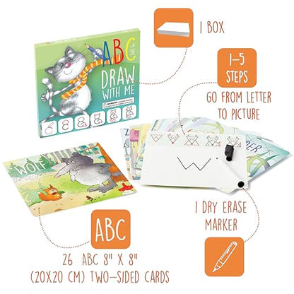 Learn to Draw ABC Letters: Crafts & Art Supplies for Kids Ages 3-6, Gift | How to Draw, Letter Tracing Cards, Handwriting Practice, Alphabet Flashcards, Birthday Gift for 4 Year Old Girl Boy