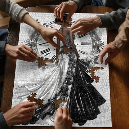 Impossible Puzzle for Adults 1000 Pieces, Flower Beauty Women Black Girl Puzzles, Flower Jigsaw Puzzle Lady Aesthetic Art Vintage - style: Black Girl Puzzle