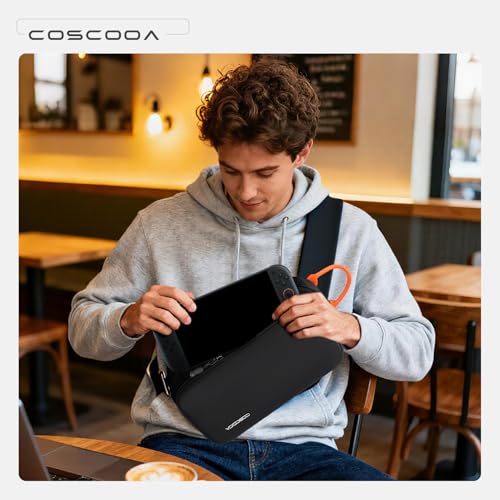 Sling Crossbody Bag for Steam Deck/OLED/Nintendo Switch 2 (2025)/Rog Xbox Ally X,Protective Case - color: Black