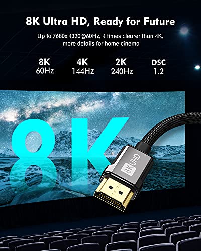 Silkland 8K HDMI ARC/eARC Cable 2.1 for Soundbar 15ft, 8K@60Hz 4K@120Hz | 48Gbps High Speed HDMI Cord for Home Theater, Dolby Atoms, DTS:X Compatible for Vizio Samsung Bose Sound bar, UHD TV, Blu-ray - size: 15 Feet